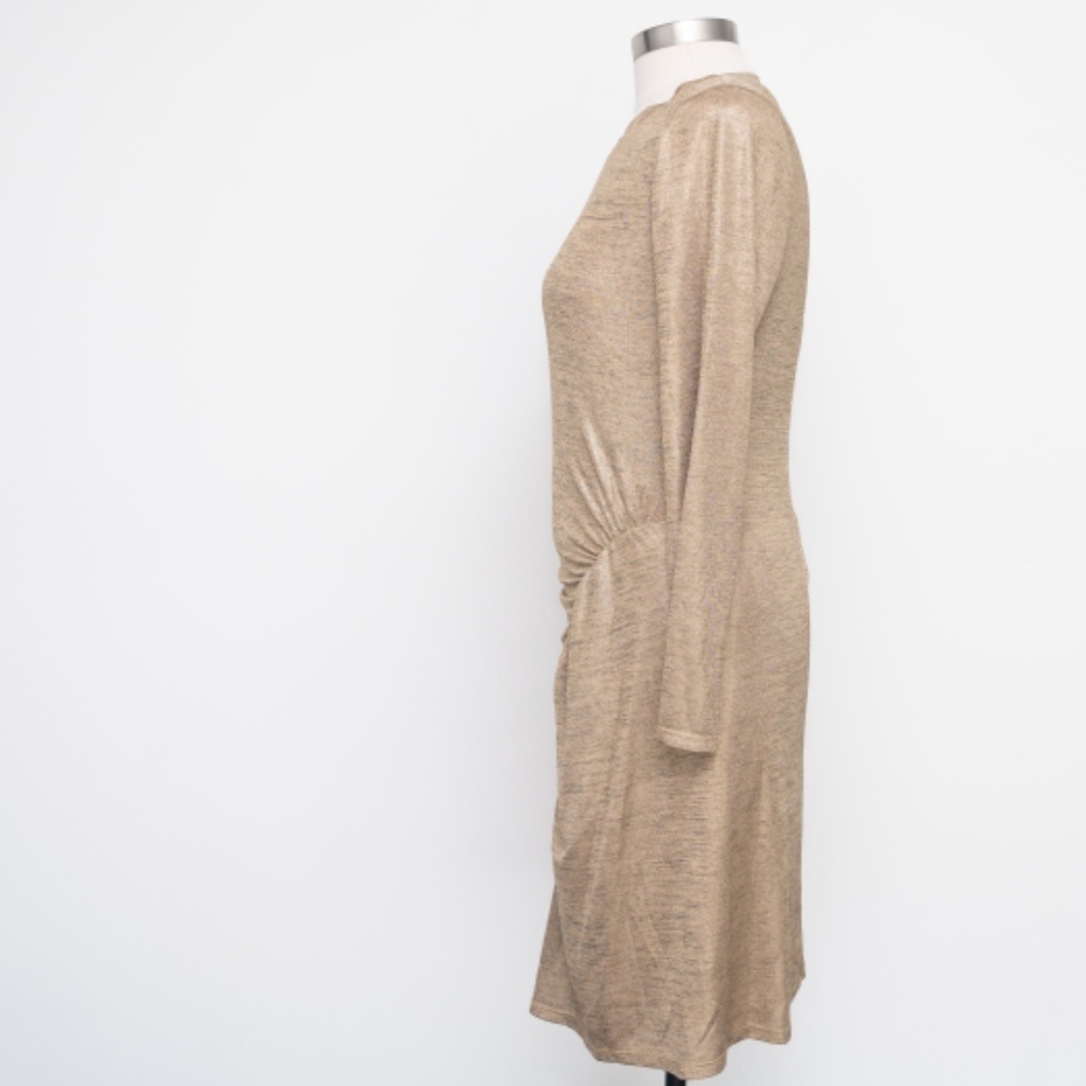 LAUREN RALPH‎ LAUREN. Gold shirred long sleeve dress. - Picture 6 of 14